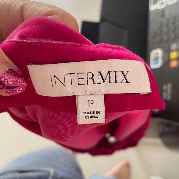 Intermix Velvet Peplum Faux Wrap Blouse Top Pink Petite - Picture 7 of 8